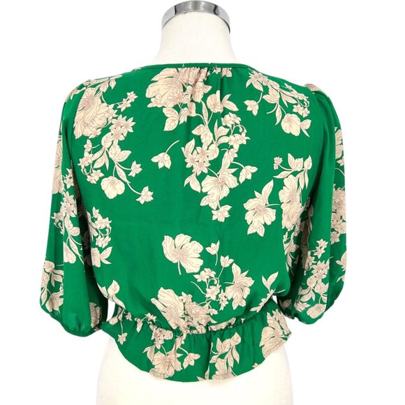 Sienna Sky Floral Wrap V-Neck Blouse Green Biege Size Small - Picture 6 of 10